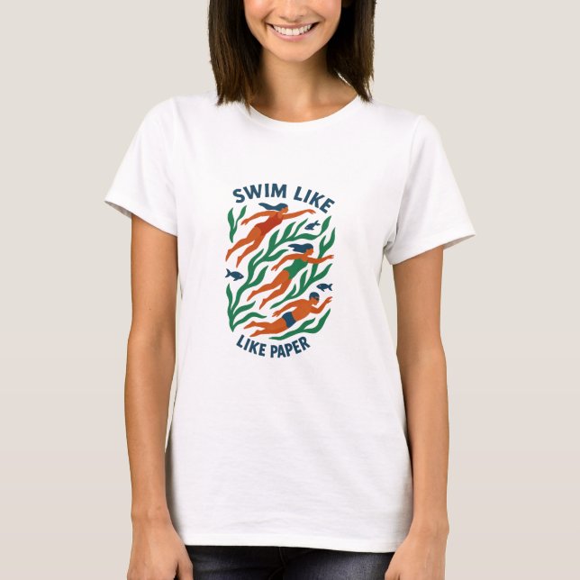 Simma som kelp-tävlingströja i papper t shirt (Framsida)