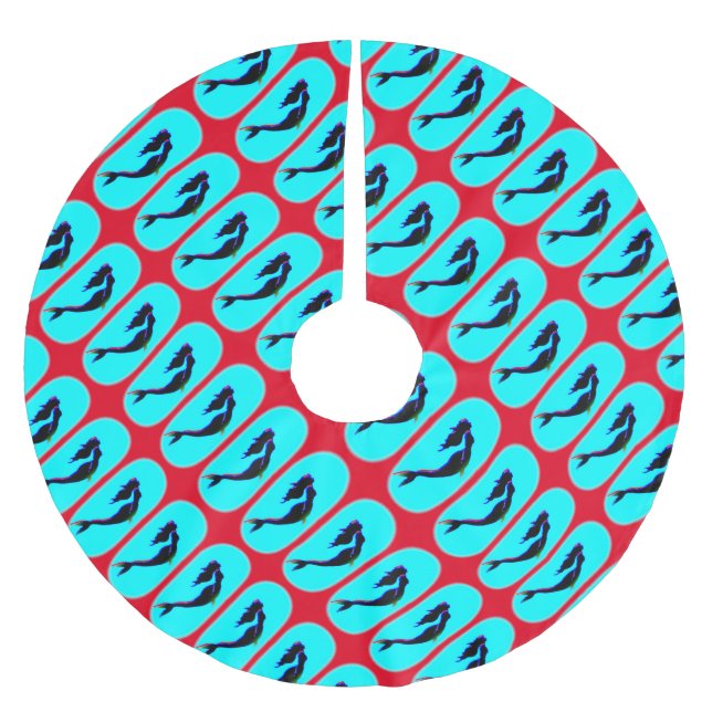 simma svarta sjöjungfruar mönster julgransmatta borstad polyester (Framsidan)