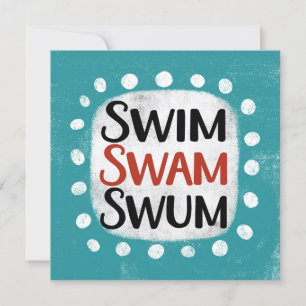 Simma Swam Swum-hälsningskort Kort