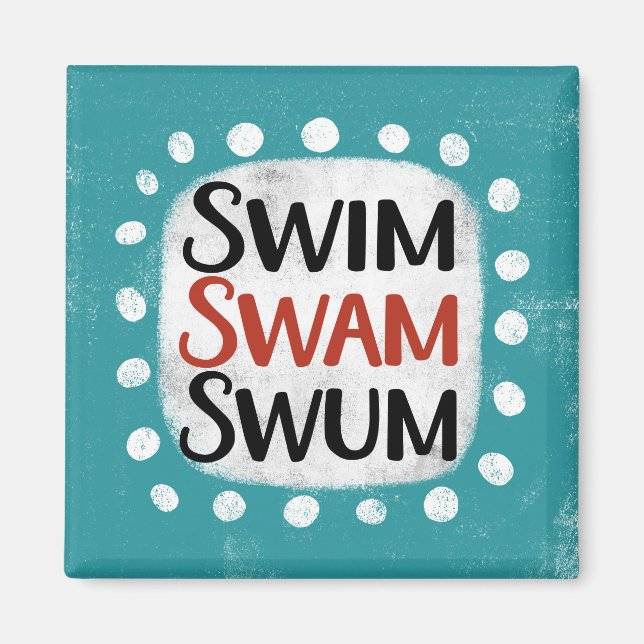 Simma Swam Swum-kylskåp, magnet (Framsidan)