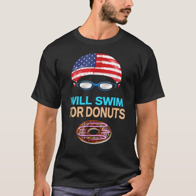 Simma Swimmer Funny Swimming Goggles Cap Donuts Te T Shirt (Framsida)