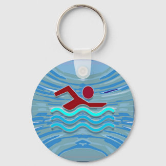 SIMMA Swimmer Kärlek Heart Rosa Red Bassäng NVN695 Nyckelring