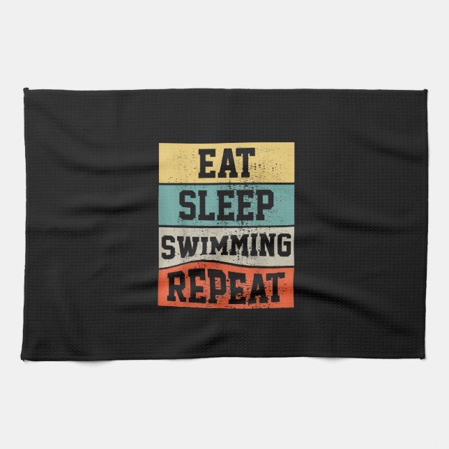 Simma Swimmer Swimming Gift Kökshandduk (Horisontell)