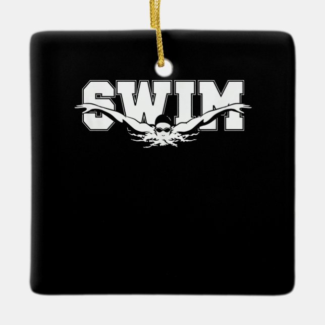 Simma Swimmers Competitive Swimming Athletic Gift Julgransprydnad Keramik (Framsida)