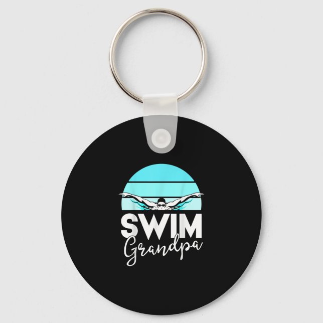 Simma Team Grandpa Pappa Swimming Meet Swimmer Gif Nyckelring (Framsida)