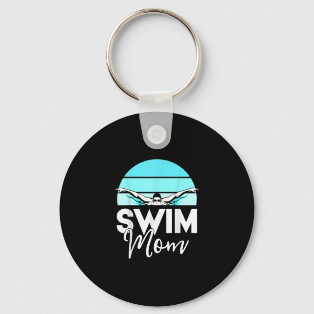 Simma Team Mamma Mor School Swimming Möte Swimmer Nyckelring (Framsida)
