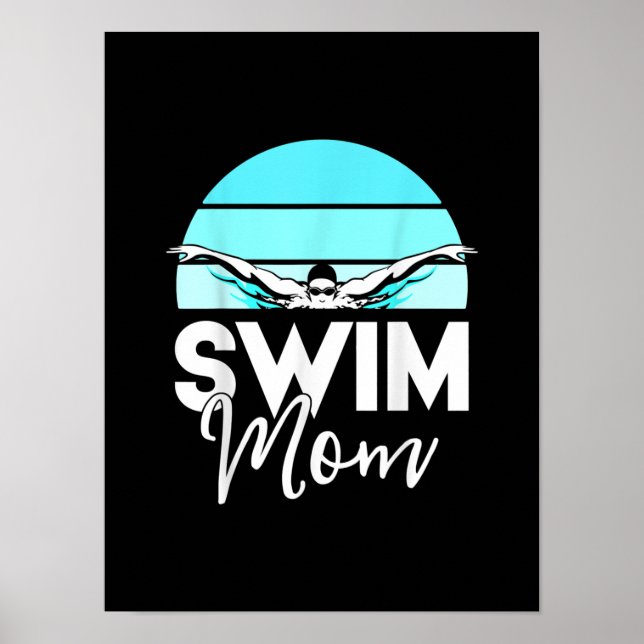 Simma Team Mamma Mor School Swimming Möte Swimmer Poster (Framsidan)