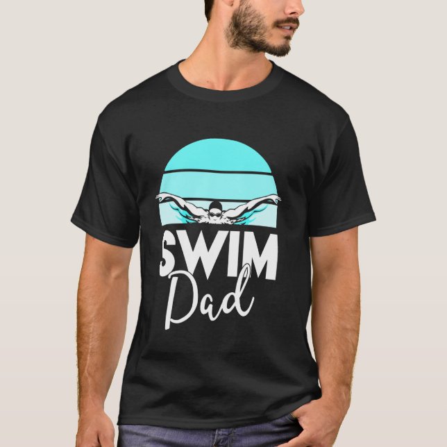 Simma Team Pappa Far School Swimming Möte Swimmer T Shirt (Framsida)