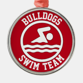 Simma Team Swimmer Namn Swimming Diving jul Julgransprydnad Metall