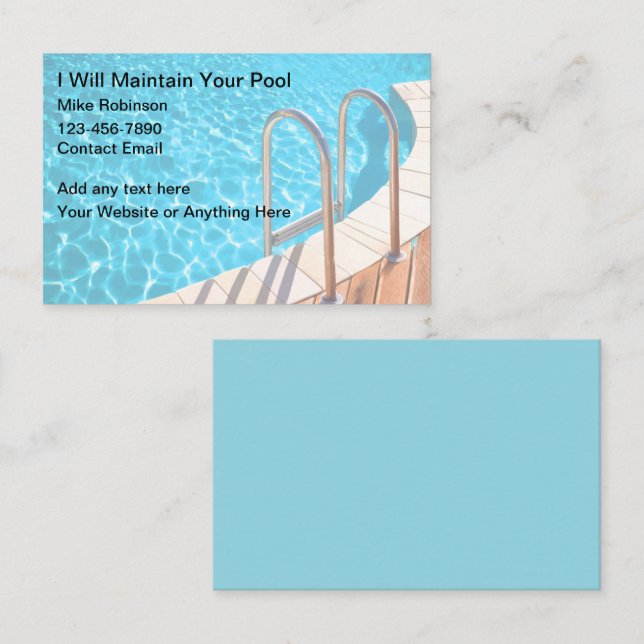 Simma unika Affärskort-design för Bassäng Visitkort (Fram/baksida)