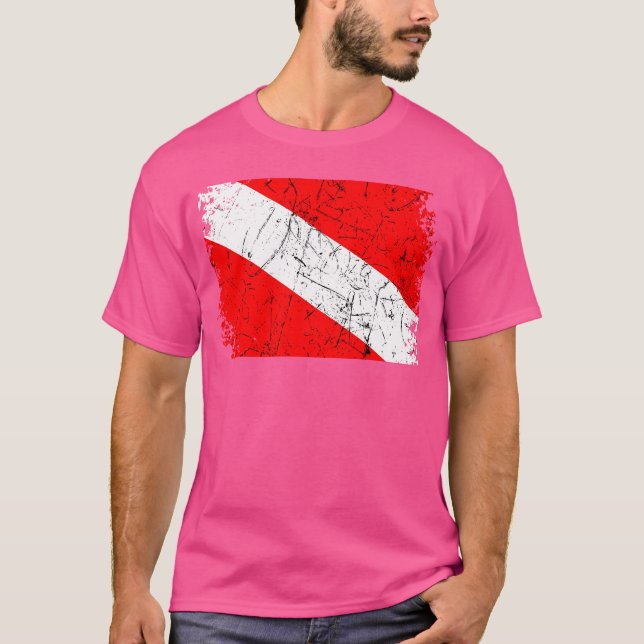 Simman Diver Down Flagga Dyka Underwater Dive T Shirt (Framsida)