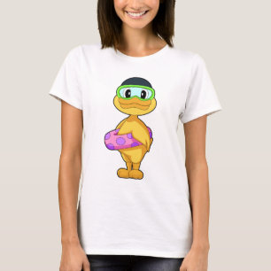 Simmande anka Uppblåsbar flotte Sommar T Shirt