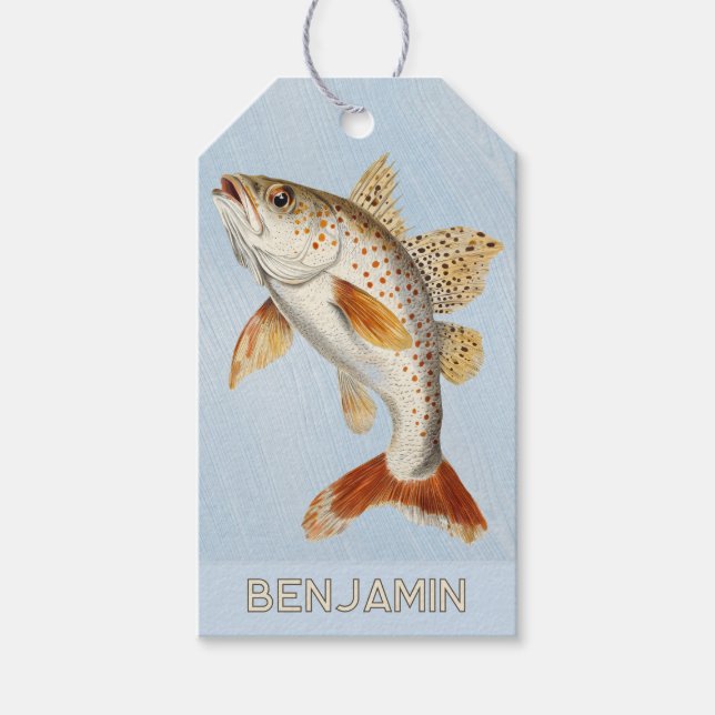 Simmande fisk hav blå presentkort presentetikett (Framsidan)