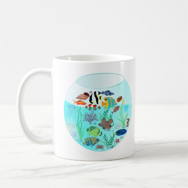 simmande fiskbad kaffemugg (Vänster)
