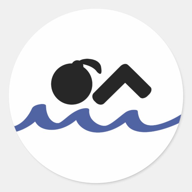 simmande flicka runt klistermärke (Framsida)