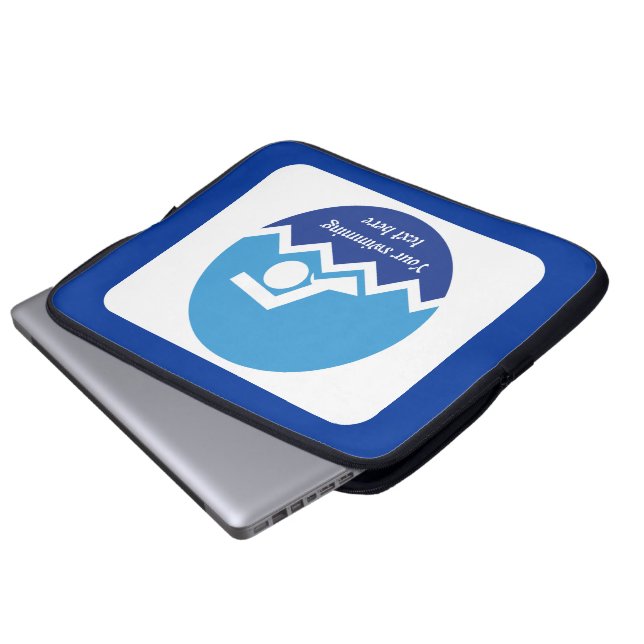 Simmande gåvor, simma på en blå anpassningsbar laptop fodral (Framre botten)