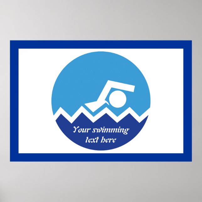 Simmande gåvor, simma på en blå anpassningsbar poster (Framsidan)