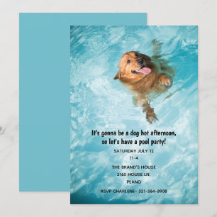Simmande Hund Poolparty Inbjudningar