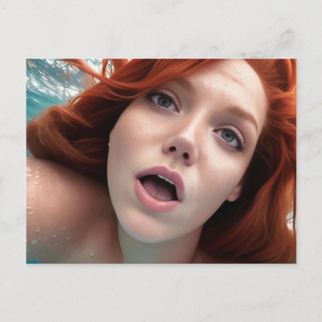 Simmande kvinna vykort (Framsida)