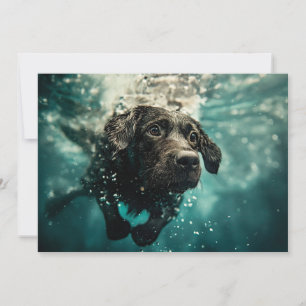 Simmande Labrador-valp under vattnet design Kort