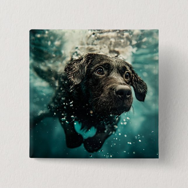 Simmande Labrador-valp Undervattensdesign Knapp (Framsida)