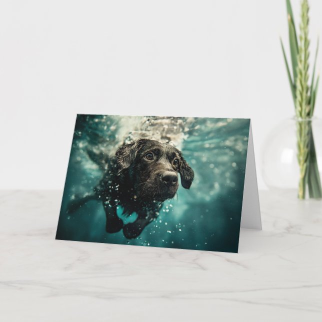 Simmande Labrador-valp Undervattensdesign Kort (Framsida)