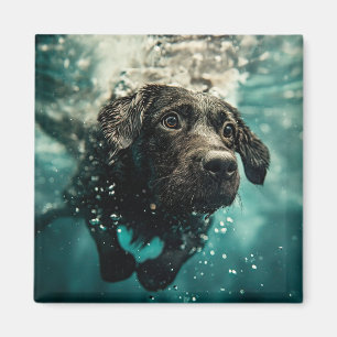 Simmande Labrador-valp Undervattensdesign Magnet