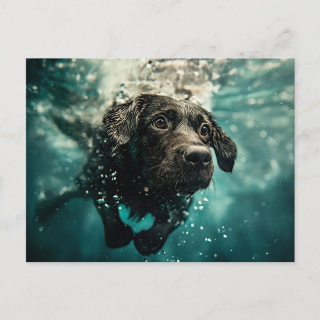 Simmande Labrador-valp Undervattensdesign Vykort (Framsida)