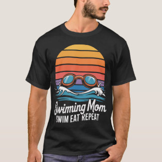 Simmande Mamma Simma Äta Upprepa Retro T Shirt