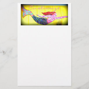 simmande rosa mosaic sjöjungfru brevpapper