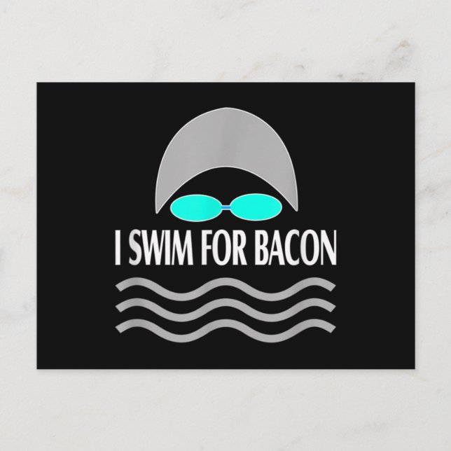 Simmande Simma för Bacon Retro Swimming Vykort (Framsida)