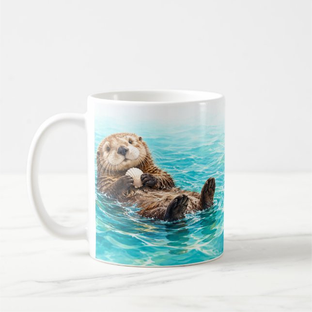 Simmande utter-mugg kaffemugg (Vänster)