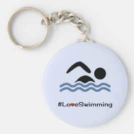 Simmare med simning i kärlek med bildtext, piktogr nyckelring