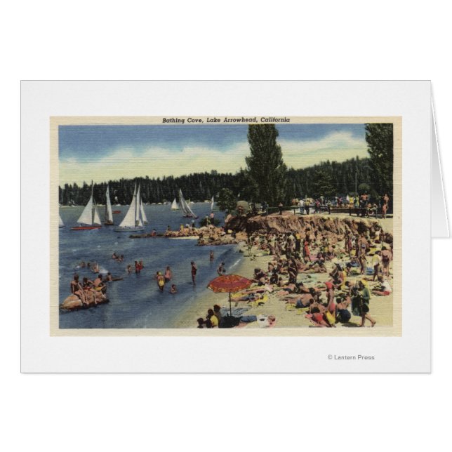 Simmare på Bathing Cove Beach Hälsningskort (Framsidan Horizontal)