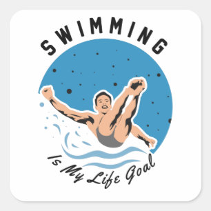 simmare - Swimming är mitt livsmål Fyrkantigt Klistermärke