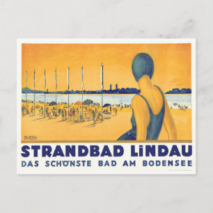 Simmarflicka vid Strandbad Lindau Bodensee, Tyskla Vykort