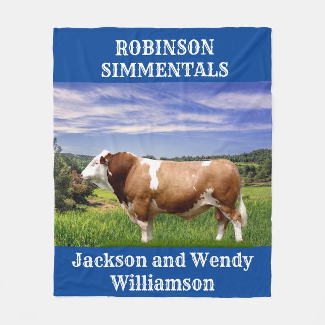 Simmental Bull in Pasture Fleecefilt (Framsidan)