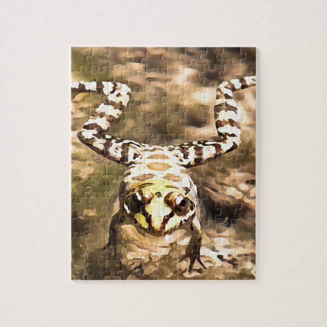 Simmning Frog nedsänkt i den fria floden Vatten Pa Pussel (Vertikal)