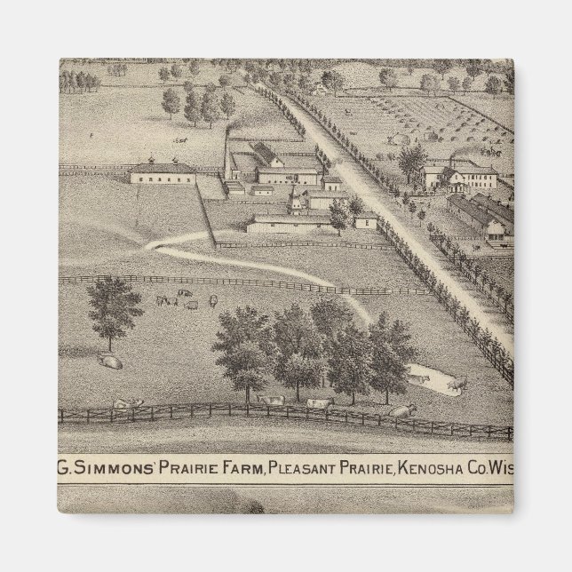 Simmon's Prairie Farm, Kenosha Vatten Cure Magnet (Framsidan)