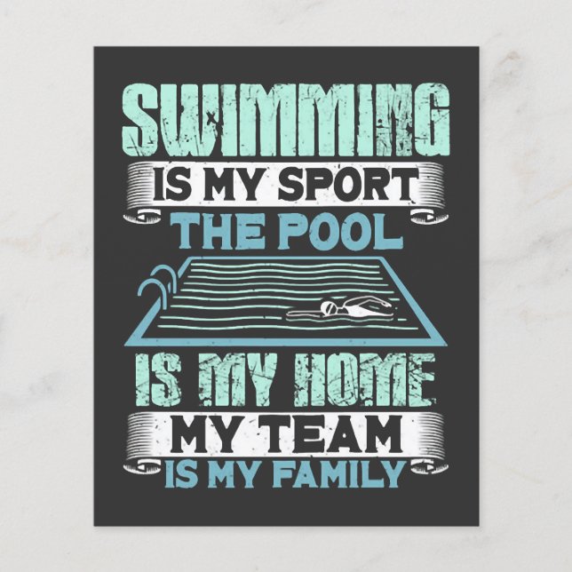 Simning Är Min Sport Poolen Är Mitt Hem Flygblad (Framsidan)