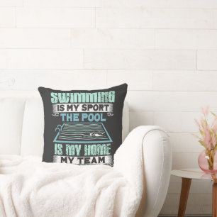 Simning Är Min Sport Poolen Är Mitt Hem Kudde