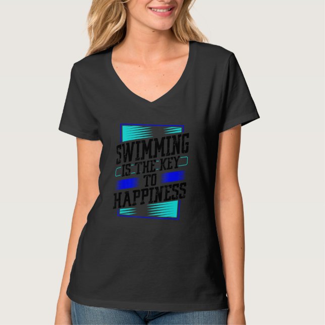 Simning är nyckeln till lycka Simlag Simmare T Shirt (Framsida)