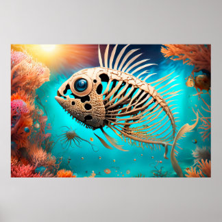 Simning av benfisk genom koralen poster