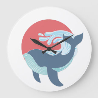  simning av blå val stor klocka