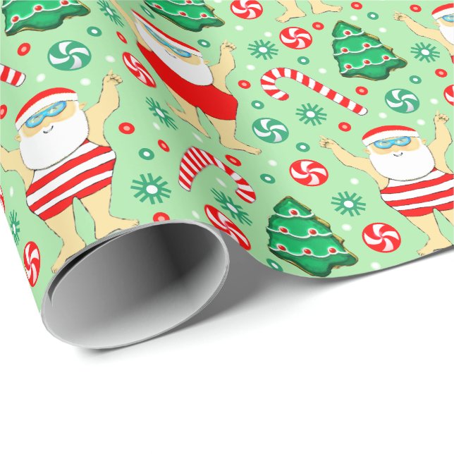Simning av julgranens Helgdag Gift Wrapping Papper Presentpapper (Rullad Hörn)