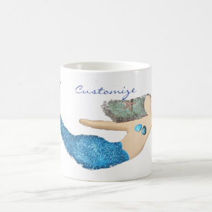 Simning av Thunder_Cove med blå svan-Sjöjungfru Kaffemugg