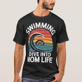 Simning Dyk In I Mammalivet Retro Våg T Shirt