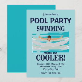 Simning Gör Mig Cooler Poolparty Inbjudningar