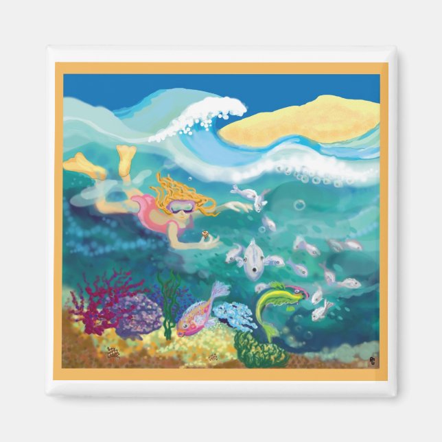 Simning i tropiska hav magnet (Framsidan)