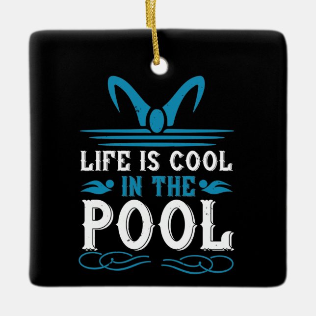 Simning - Livet är coolt i poolen Julgransprydnad Keramik (Framsida)